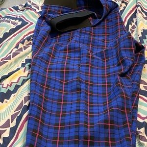 Blue Plaid Elastic Waist Pants 2x